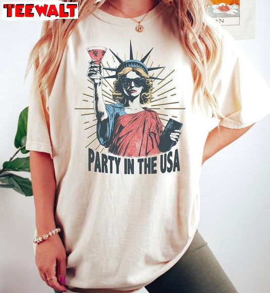 Cool Design Party In The Usa Shirt, Limited 4th Of July Short Sleeve Crewneck