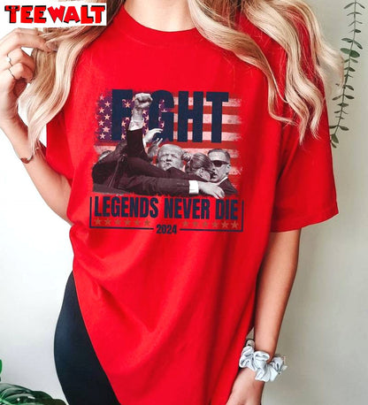 Legends Never Die Shirt, Comfort Colors Trump Legends Never Die Crewneck Long Sleeve