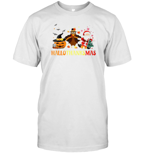 Happy Hallothanksmas Halloween Thanksgiving Christmas T-Shirt