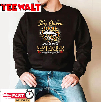 Womens September Birthday Leopard It's My Birthday September Queen T-Shirt