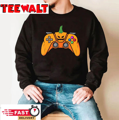 Halloween Video Game Controller With Pumpkin Face Gaming T-Shirt