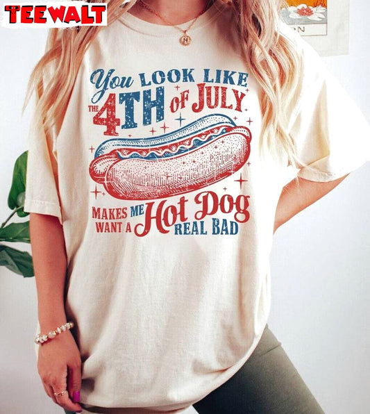 Retro America Hot Dog Sweater, Limited You Look Like The 4th Of July Shirt Tank Top