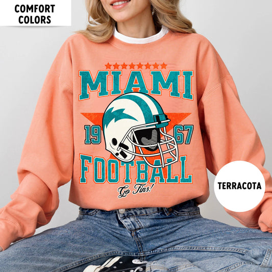 Comfort Colors Miami Football Sweatshirt, Vintage Miami Crewneck Shirt