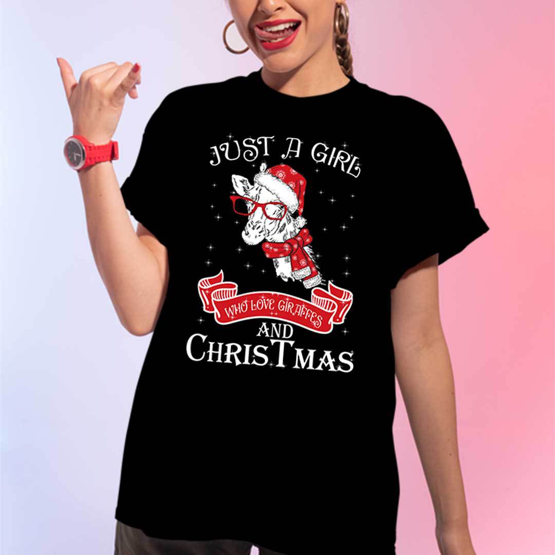 Christmas Giraffe T Shirt Just A Girl Who Love Giraffes