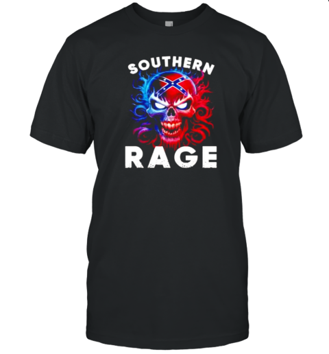 Confederate Flag Southern Rage Angry Skull T-Shirt