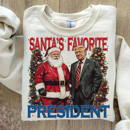 Santa'S Favorite President Christmas T-Shirt Design Clipart