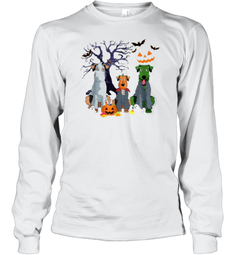 Halloween Airedale Terrier Dog Witch Scary Costume T-Shirt