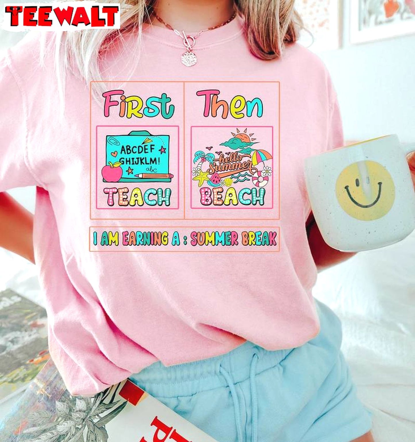 Funny Teacher Sweatshirt , Awesome First Teach The Beach Shirt Unisex Hoodie