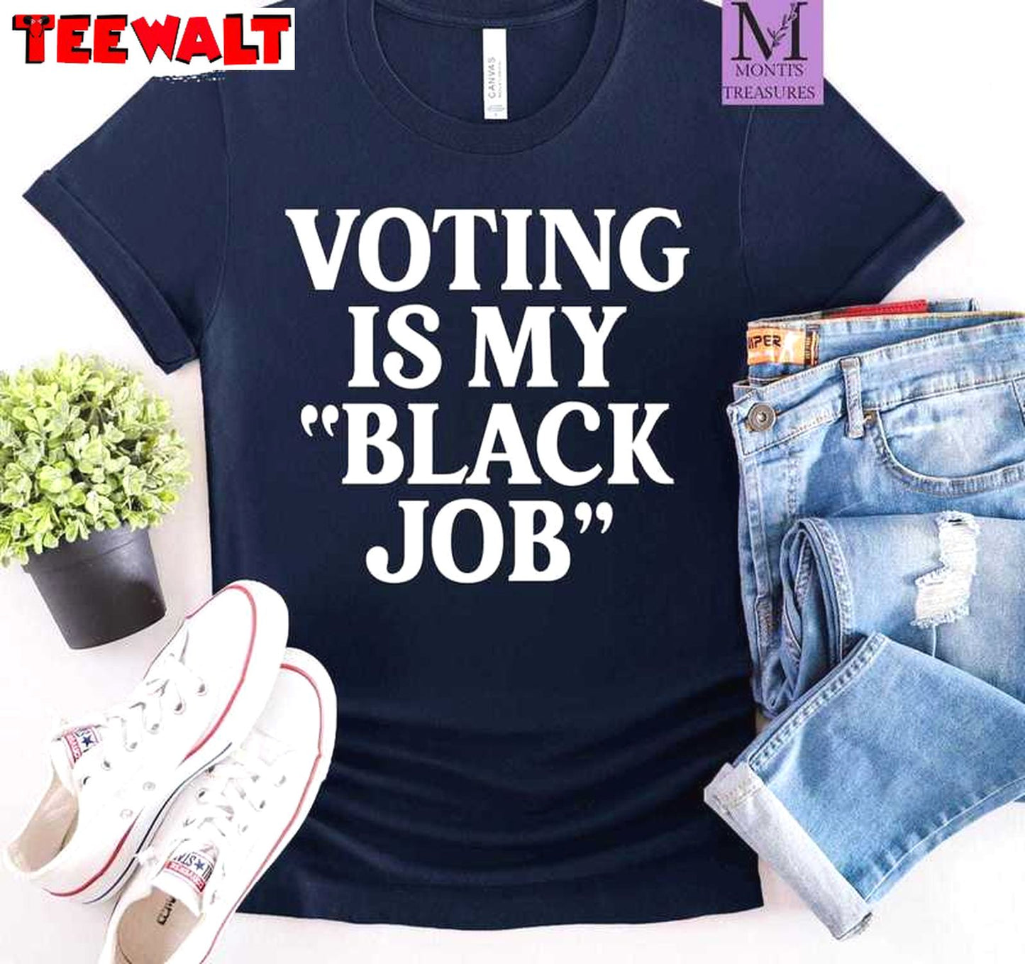 Trendy Voting Is My Black Job Shirt, Kamala Harris 2024 Crewneck Hoodie