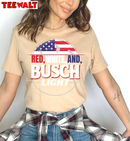 Red White And Busch Light Cool Design Shirt, Must Have Busch Light Tee Tops Sweater