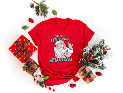 Funny Santa Merry Christmas Assholes Shirt