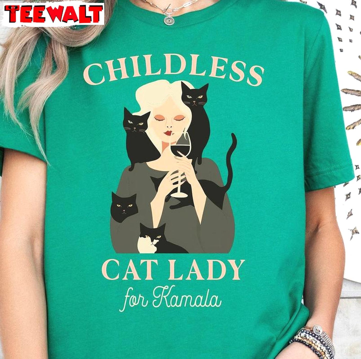 Retro Childless Cat Lady Shirt, For Kamala Crewneck Sweatshirt