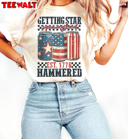 4th Of July Unisex T Shirt , Vintage Getting Star Spangled Hammered Shirt