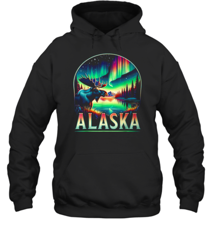 Alaska Northern Lights Aurora Viewing Alaska Moose T-Shirt