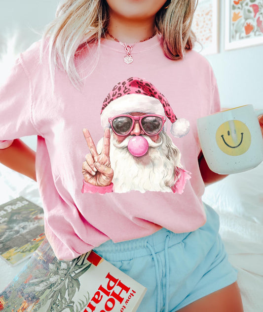 Santa Peace Out Christmas T-Shirt Retro Santa Claus Tee