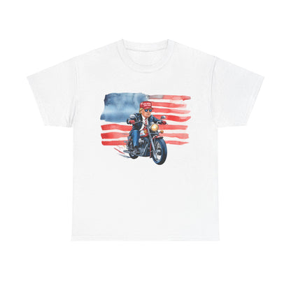 Trump Motorcycle T-Shirt - Patriotic Maga Biker Graphic Tee