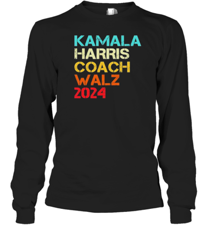 Harris Walz 2024 Kamala Harris Coach Walz 2024 Retro T-Shirt