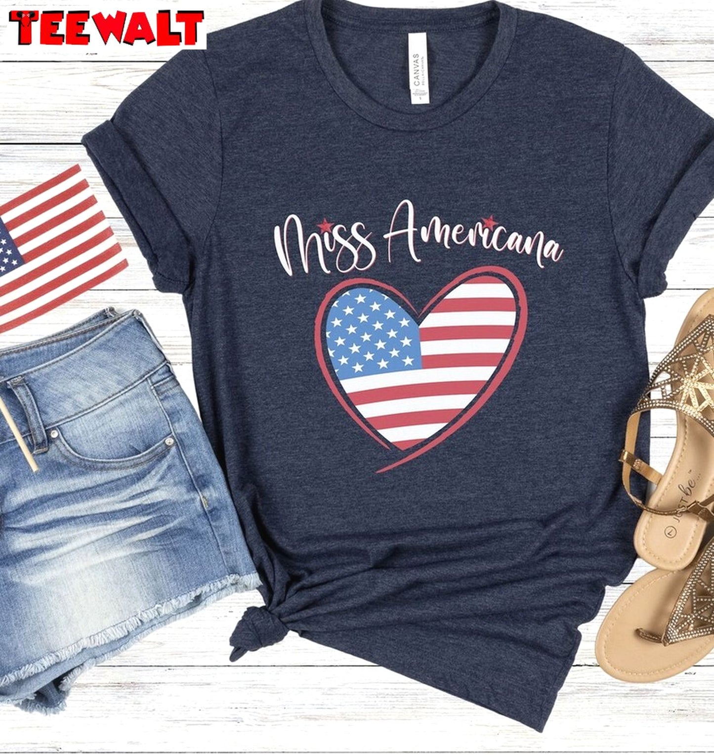 Miss Americana Inspirational Shirt, Independence Day Short Sleeve Crewneck