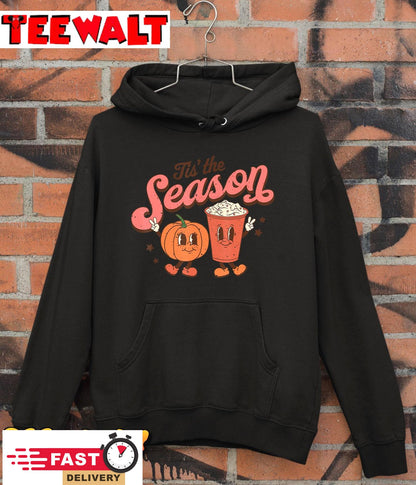 Tis' The Season Pumpkin And Spice Retro Halloween Fall Party T-Shirt