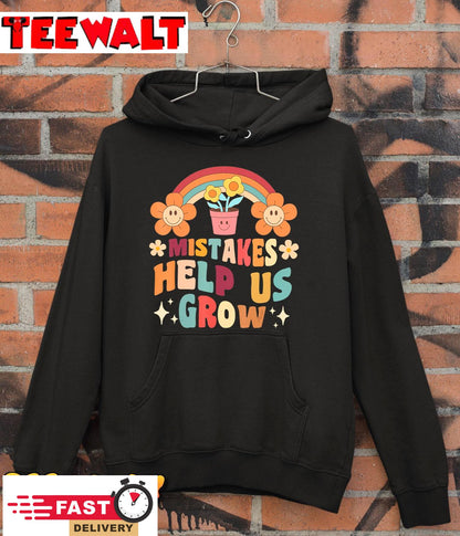 Retro Groovy Teacher Mindset Positive, Mistakes Help Us Grow T-Shirt