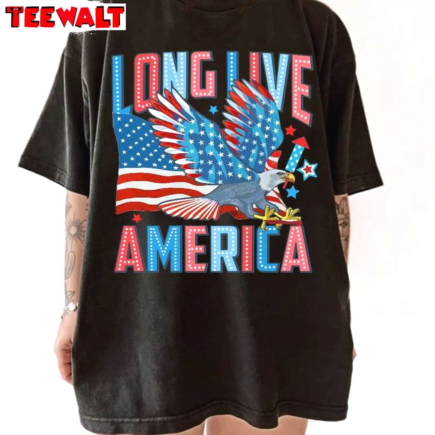 Comfort Long Live America Shirt, Must Have 4th Of July Crewneck Tee Tops