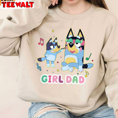 New Rare Girl Dad Shirt, Unique Blue Dog Family Sweatshirt Unisex Hoodie