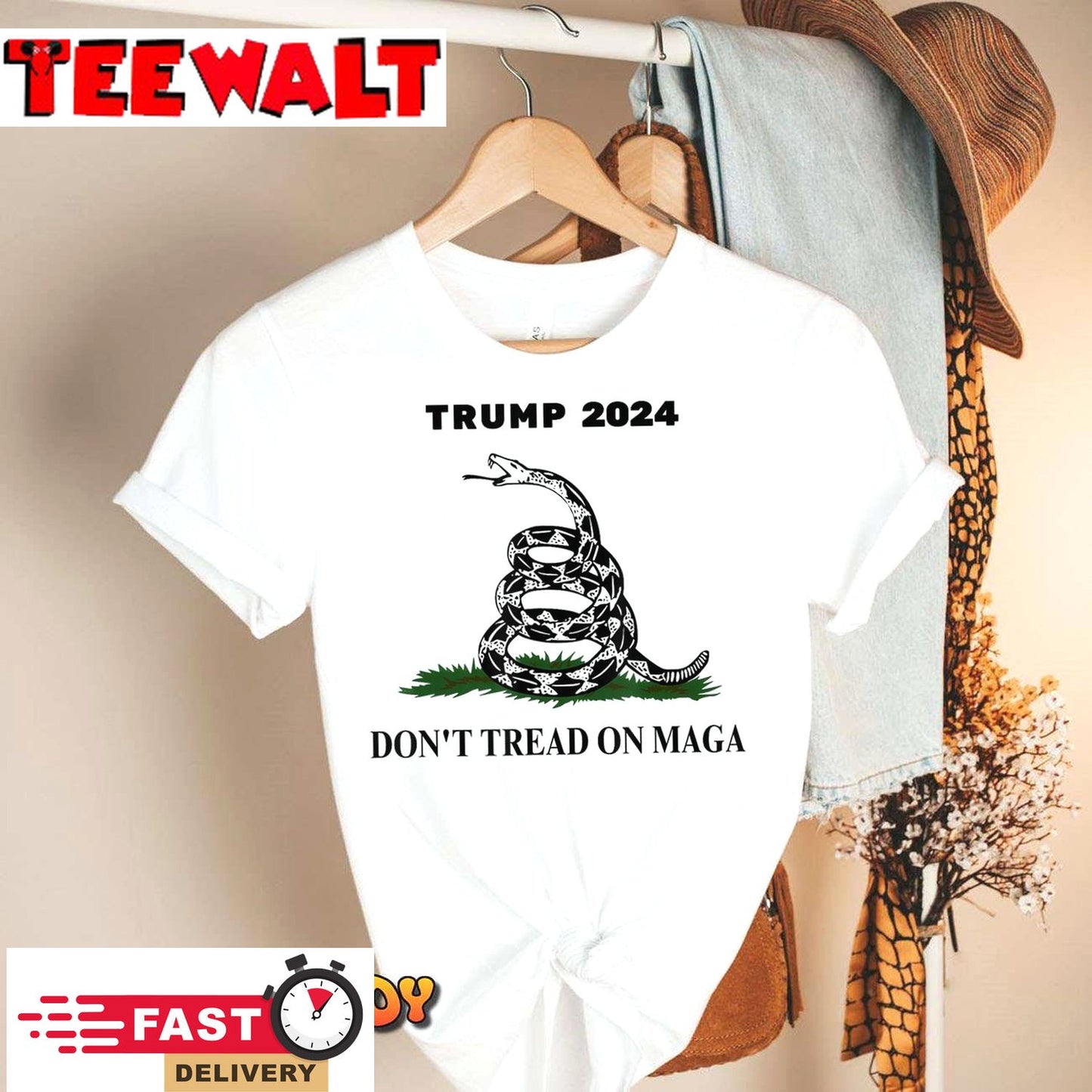 Trump 2024 Don't Tread On MAGA Snake Rattlesnake On Grass T-Shirt