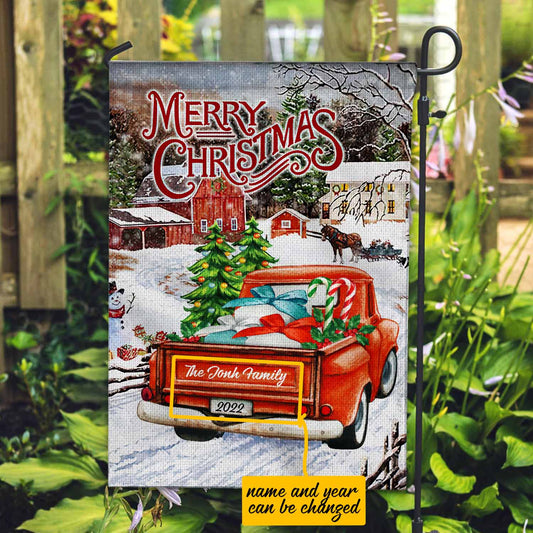 Personalized Merry Christmas Garden Flag