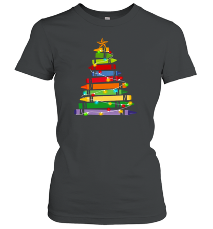 Crayons Tree Colored Lights Teacher Female V Neck T-Shirt