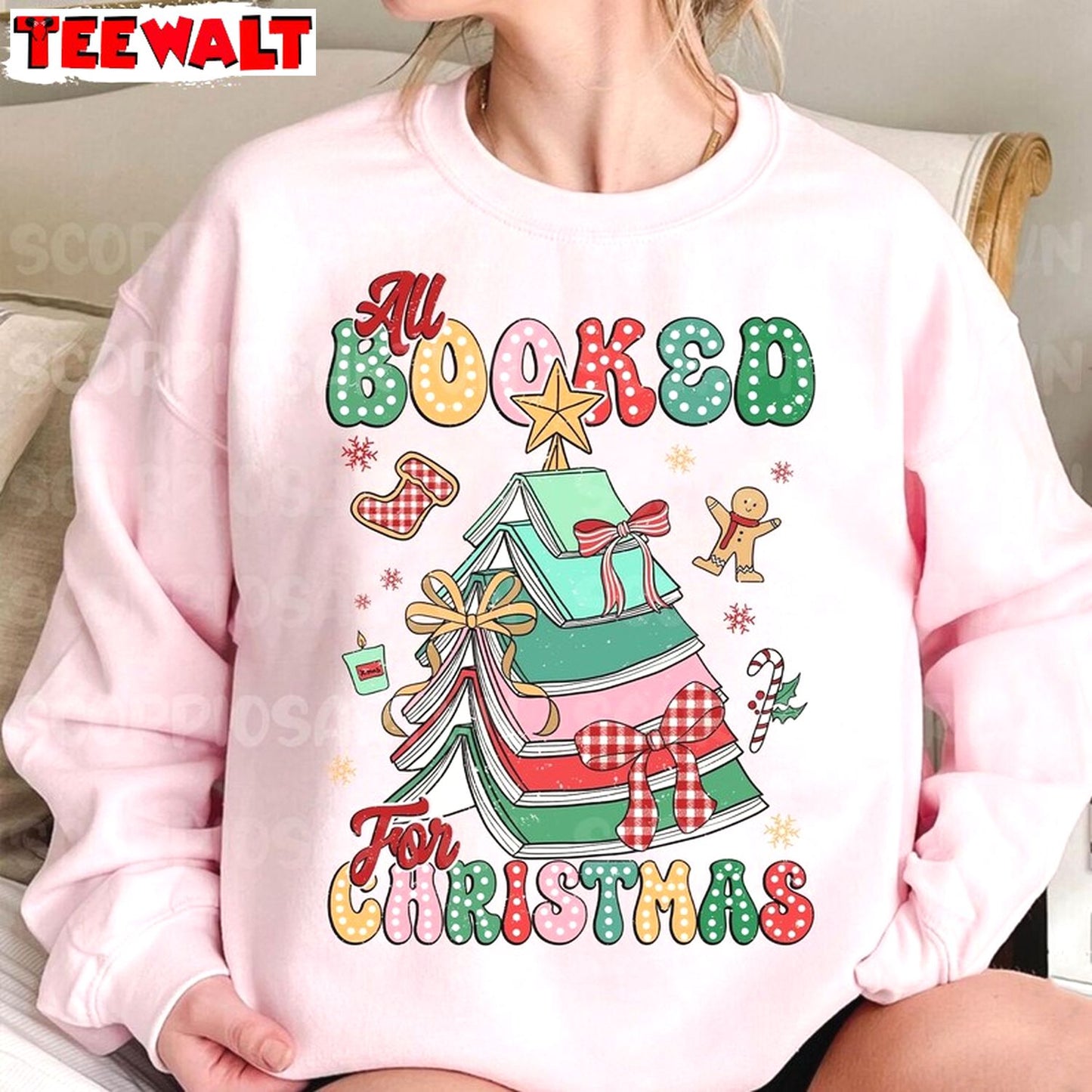 All Booked For Christmas Sweatshirt, Book Lovers Gift 04