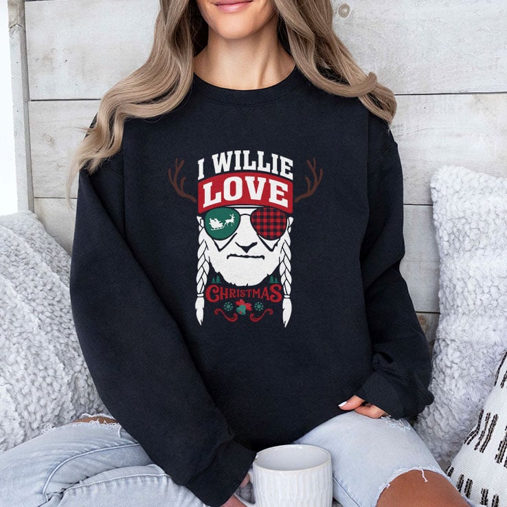 I Willie Love Christmas Shirt Willie Nelson Reindeer