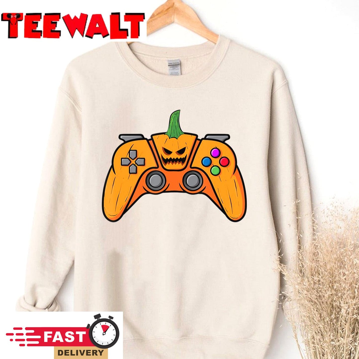 Halloween Video Game Controller With Pumpkin Face Gaming T-Shirt