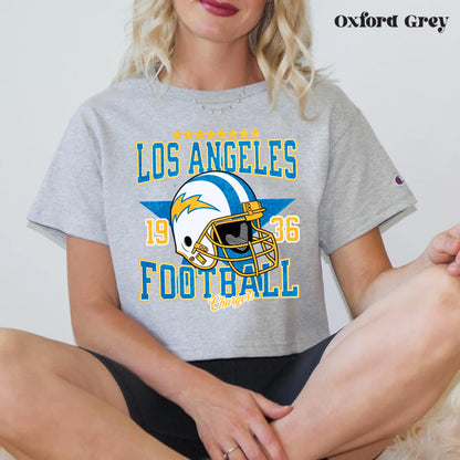 La Charger Football Retro Crop Top - Vintage Game Day Outfit Shirt