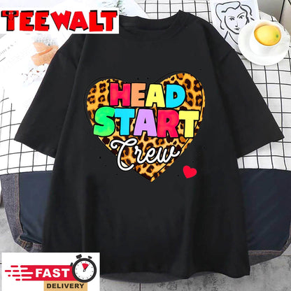 Headstart Crew Heart Leopard Back To School For Teacher Kids T-Shirt