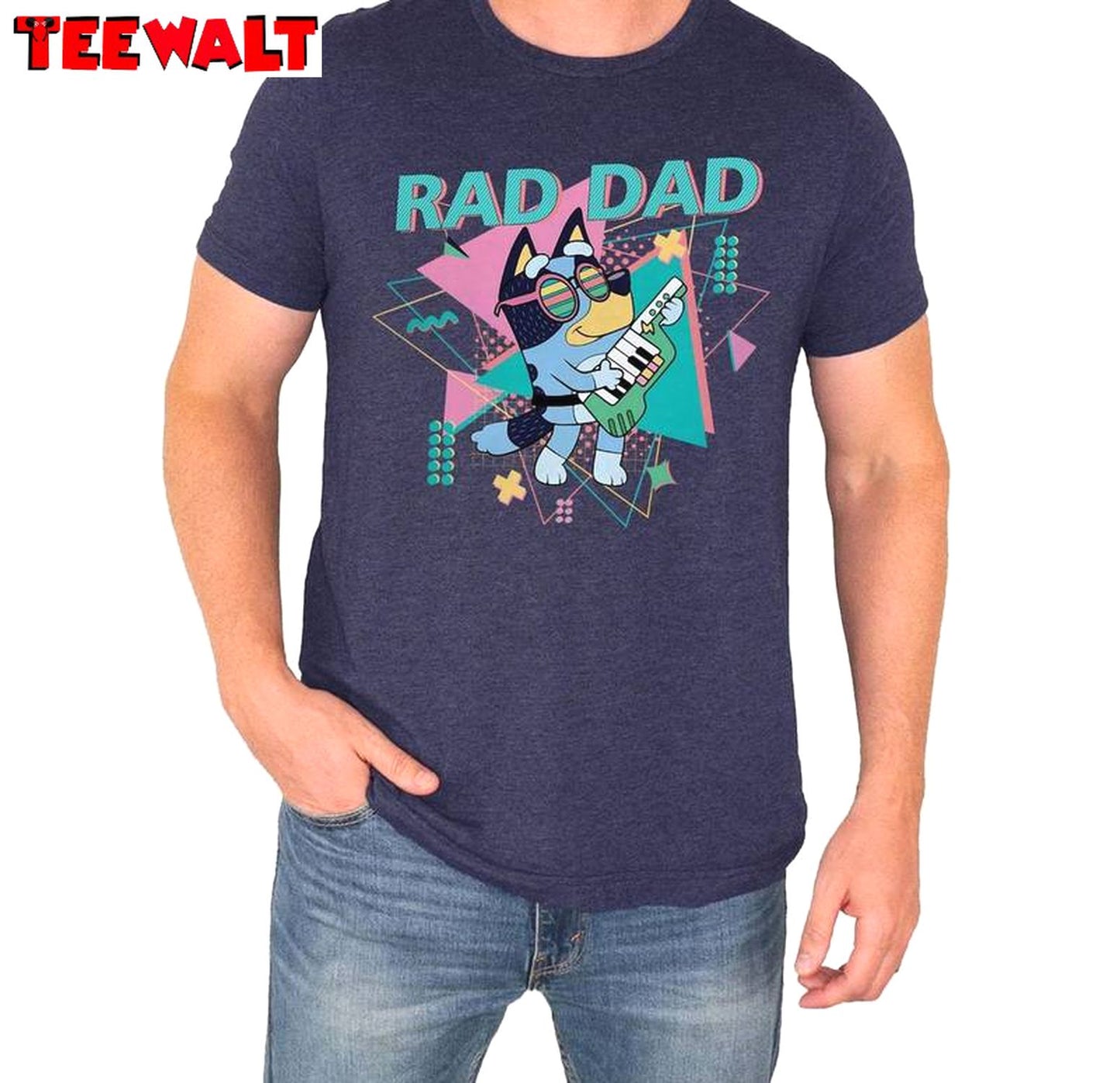 Limited Bluey Rad Dad Shirt, Groovy Rad Dad Club Crewneck Long Sleeve