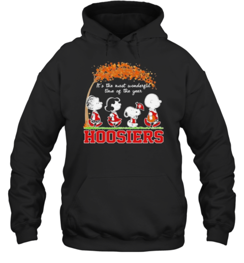 Peanuts Characters Indiana Hoosiers Autumn It&#39S The Most Wonderful Time Of The Year T-Shirt