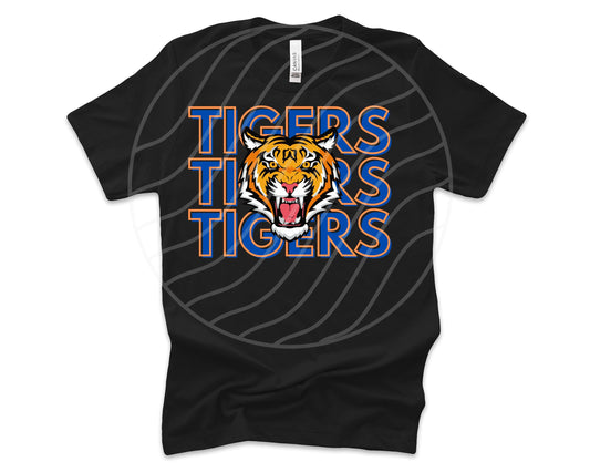 Detroit Tigers Triple Tiger Logo Baseball T-Shirt