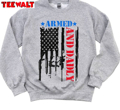 Awesome Happy Fathers Day Unisex Hoodie, Limited Armed And Daddy Shirt Long Sleeve