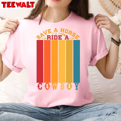 Must Have Western T Shirt, Trendy Save A Horse Ride A Cowgirl Shirt Tank Top