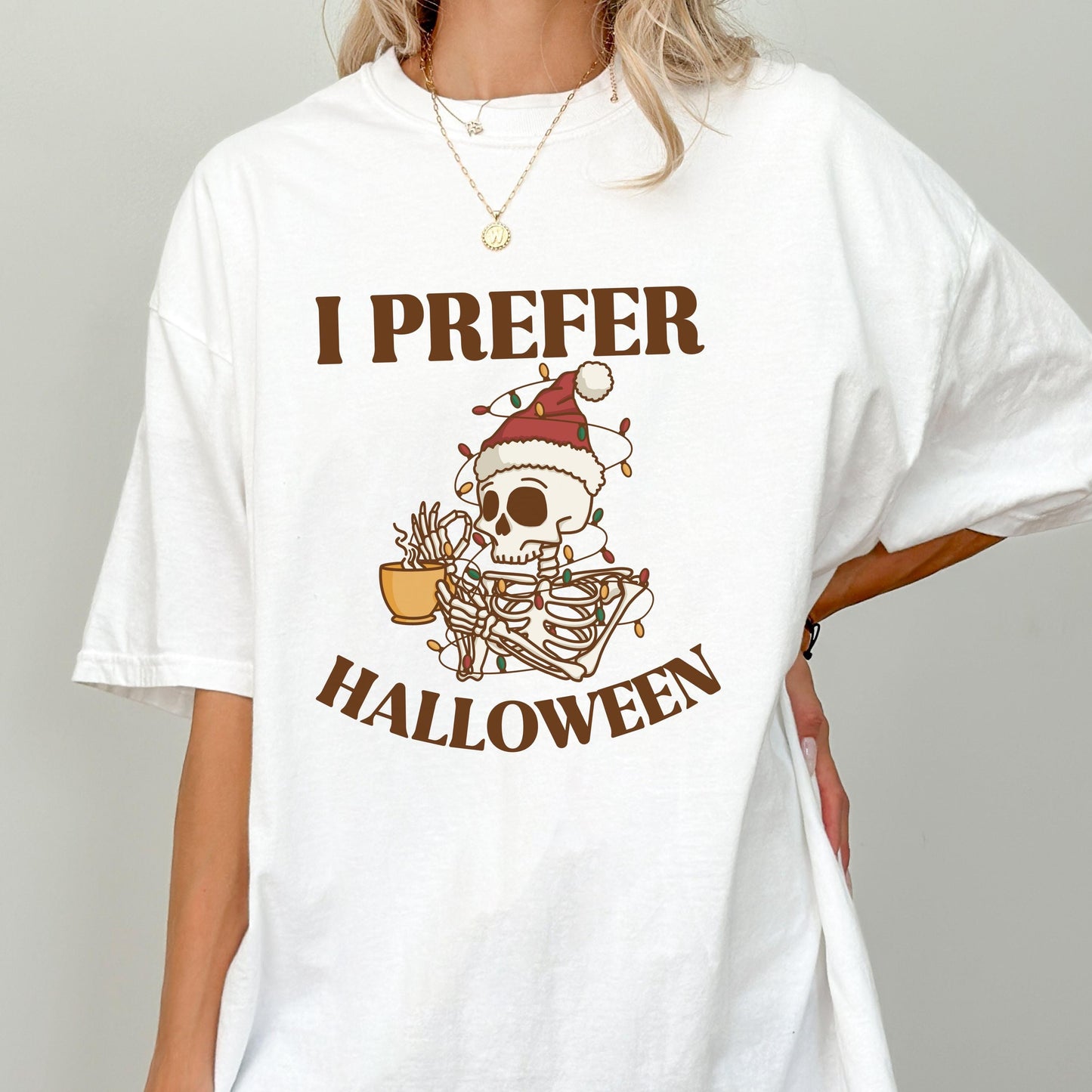 Ironic Halloween Funny Skeleton Christmas Tee