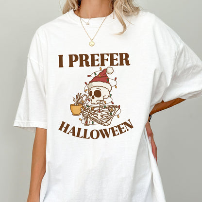 Ironic Halloween Funny Skeleton Christmas Tee