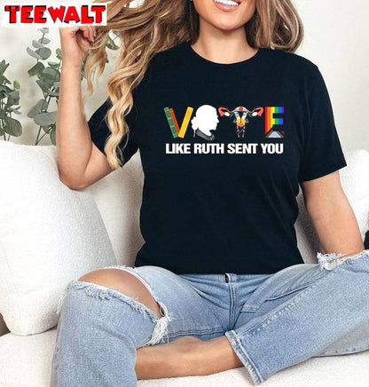 Vote Like Ruth Sent You Groovy Shirt, Election 2024 Abortion Rights Crewneck Long Sleeve