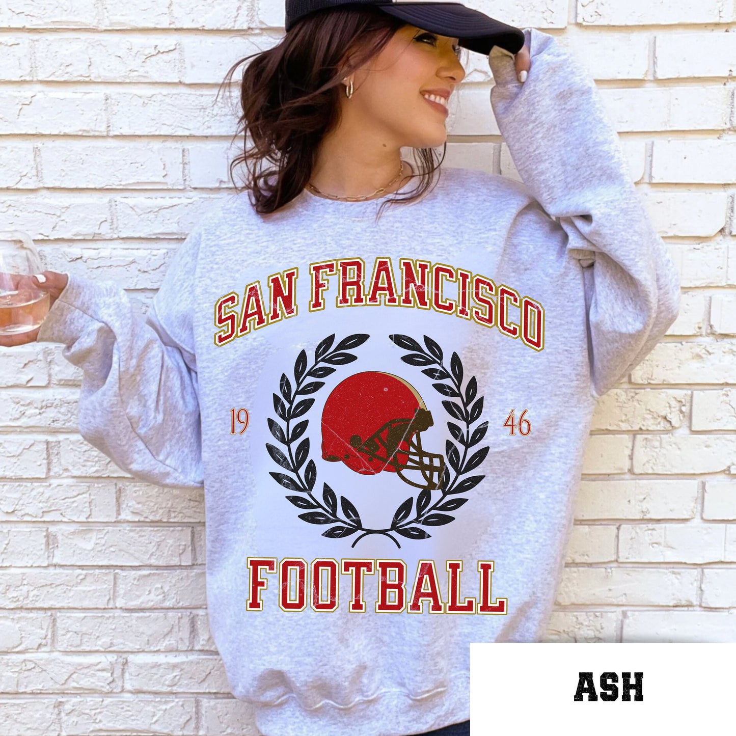 San Francisco Football Sweatshirt - Vintage Niner Crewneck T-Shirt Style