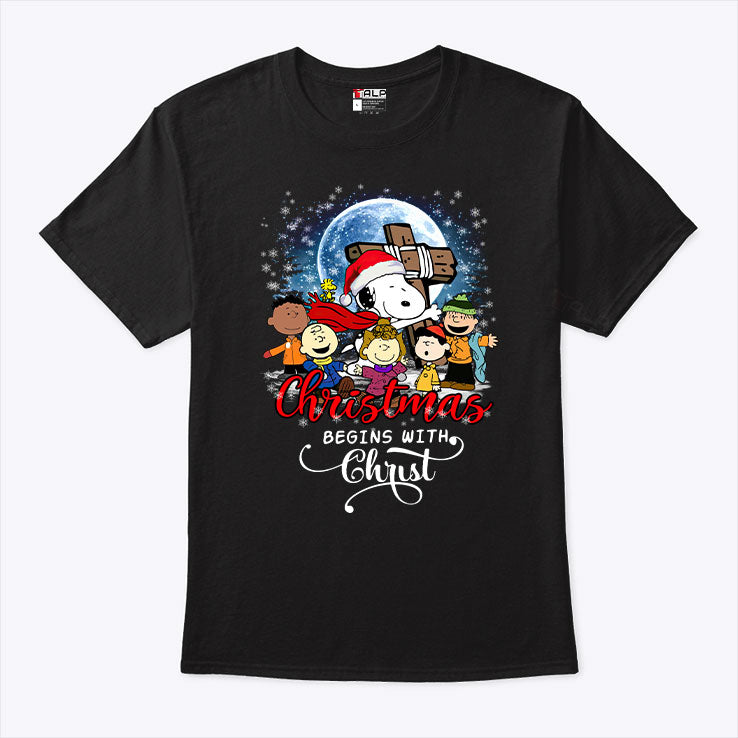 Christmas Begins With Christ Shirt Snoopy