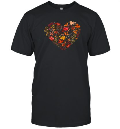 Fall Heart Pumpkin Leaves Teacher T-Shirt