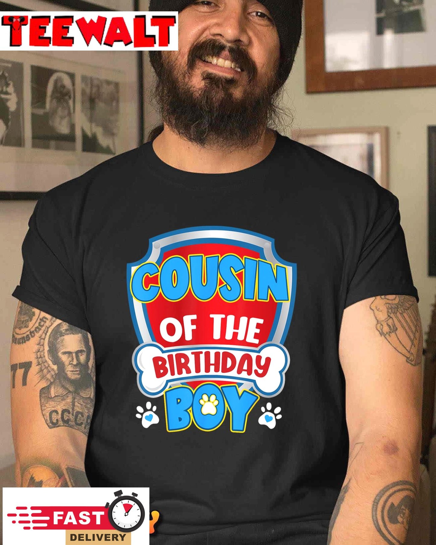 Cousin Of The Birthday Boy Dog Paw Family Matching T-Shirt