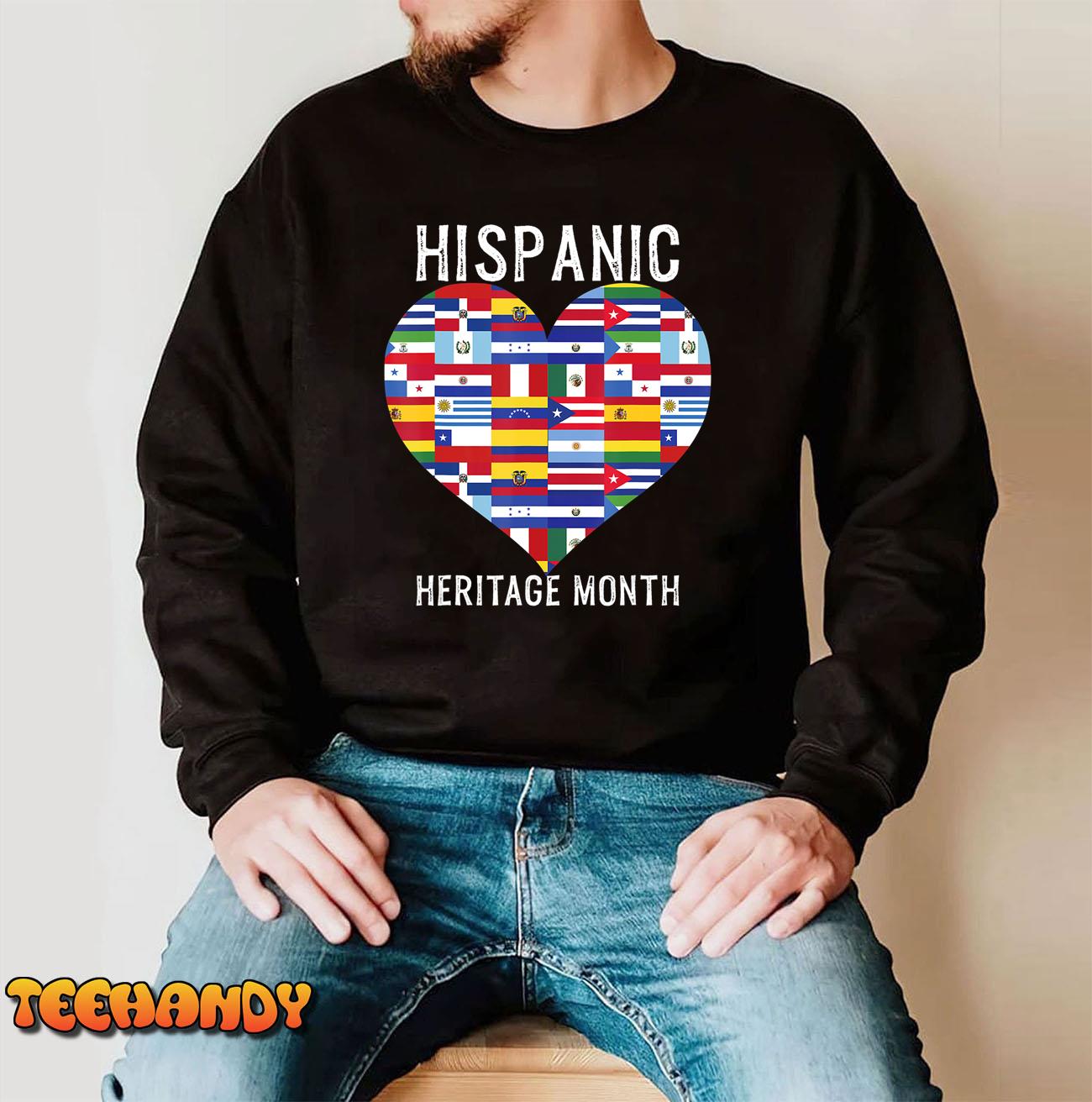 All Countries Flags Heart Hispanic Heritage Month T-Shirt