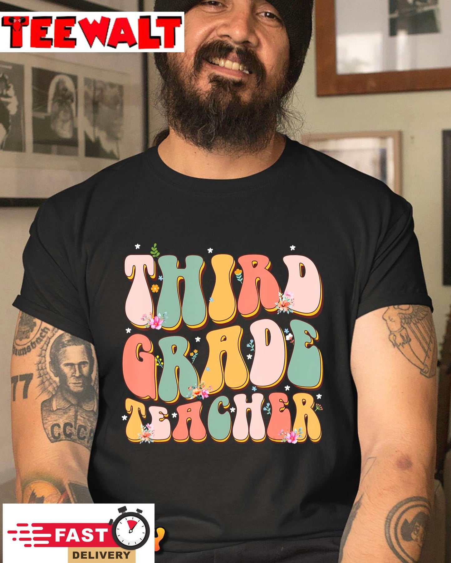 Retro Groovy Third Grade Teacher Back To School 3rd Grade T-Shirt