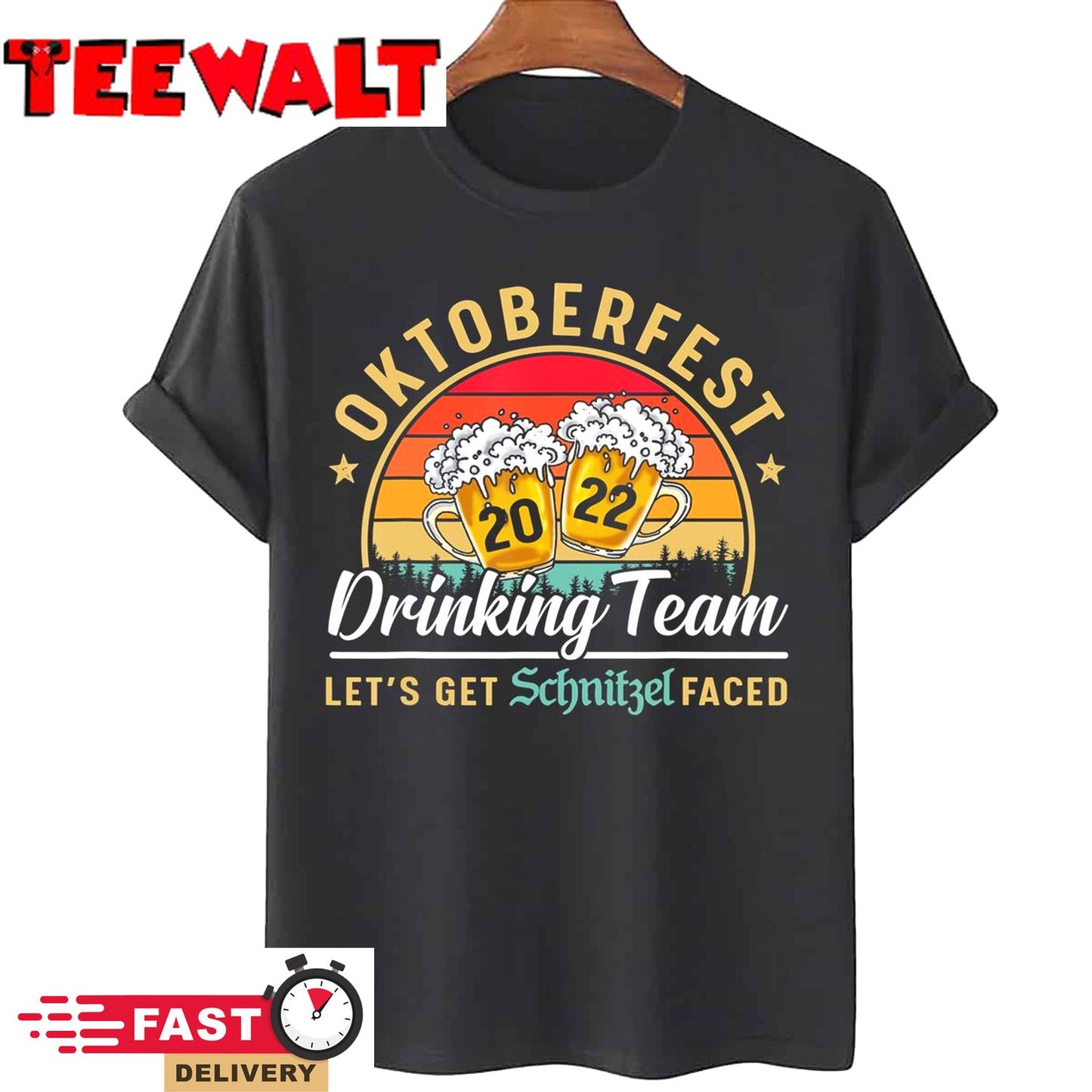 Oktoberfest 2022 Drinking Team Let's Get Schnitzel Face T-Shirt