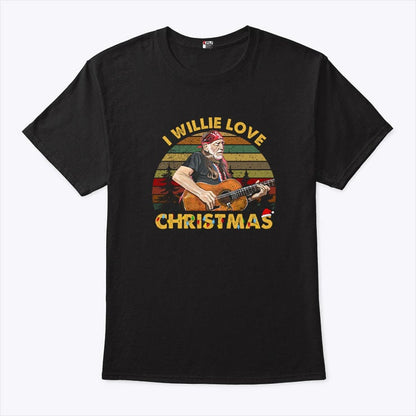 I Willie Love Christmas Shirt Willie Nelson Palying Guitar